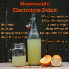 the ingredients to make homemade electrolyte drink