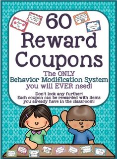 the book cover for 60 reward coupons, with two children sitting at a table