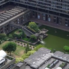 an aerial view of the building and surrounding area