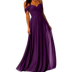 a woman in a long purple dress