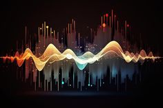 Abstract sound waves. Music equalizer effect. Colorful frequencies on dark background. Created with Generative AI royalty free stock photo Sound Waves Aesthetic, Lightning Sound, Sound Background, Music Effect, Music Equalizer, Sound Waves Design, Pin Wall, Audio Waves, Sound Frequency