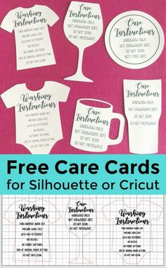 a poster with the words free care cards for silhouettes or cricut on it