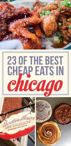 the best cheap eats in chicago, including chicken wings and other meats on display