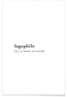 a white poster with the words logophile and a lowercase word in black