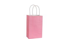 a pink paper bag with handles on a white background, it is also used as a gift bag