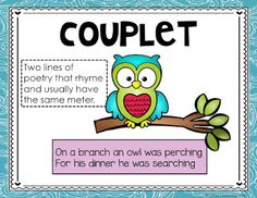 an owl sitting on a branch with the words couplet