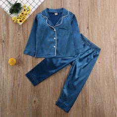 Silk Satin Kid Pajamas - Momorii Silk Sleepwear Pajamas, Pyjamas Silk, Pj Outfit, Satin Tops, Kids Pyjamas, Silky Pajamas