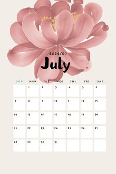 a calendar with pink flowers on it