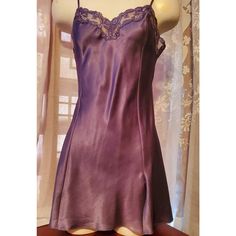 Simply Gorgeous. You Won't Be Disappointed With This Nwot Vintage Y2k Beauty. From Clean Smoke And Pet Free Home Purple Lace Slip Dress, Cute Night Gowns For Women, Y2k Cocktail Dress, Satin Nightgown Aesthetic, Purple Summer Nightgown For Pajama Party, Purple Camisole Sleepwear For Bedtime, Purple Satin Sleepwear, Elegant Purple Fitted Sleepwear, Elegant Fitted Purple Sleepwear