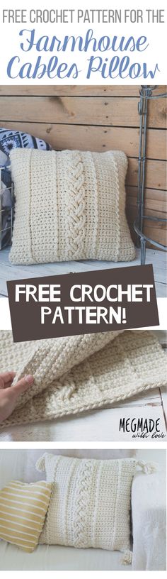 the free crochet pattern for this pillow is easy to make and looks great