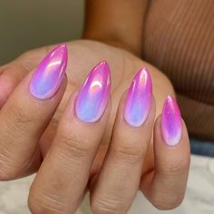 Ombre Nails With Chrome, Purple And Pink Nails, Chrome Nail Designs, Ombre Chrome Nails, Purple Chrome Nails, Blue Chrome Nails, Purple Ombre Nails, Nail Appointment, Pink Chrome Nails