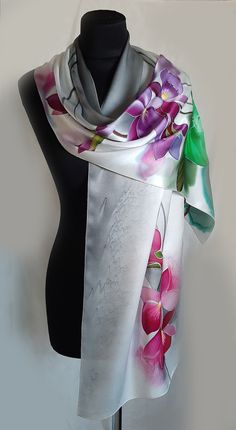 Hand Painted Silk Scarf Pink Purple Violets. Mother's Day Gift . - Etsy Pakistan Elegant Multicolor Silk Scarf For Wedding, Elegant Handmade Pink Silk Scarf, Artistic Silk Wedding Scarves, Artistic Silk Scarves For Wedding, Artistic Silk Scarves For Weddings, Elegant Handmade Scarves For Spring, Elegant Handmade Multicolor Silk Scarf, Handmade Silk Elegant Scarves, Elegant Handmade Silk Scarves