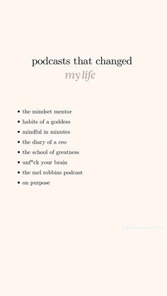 podcasts that chnaged my life Inspirational Podcasts, Motivational Podcasts, Practicing Self Love, Self Care Bullet Journal, Writing Therapy, Vie Motivation, Get My Life Together, Positive Self Affirmations, Mental And Emotional Health