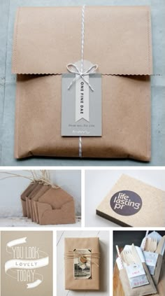 the package is wrapped in brown paper and tied with twine