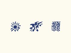 four different types of blue and white designs on a white background, each with an individual's own image