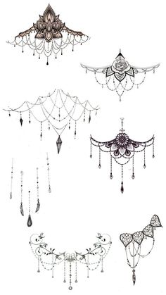 four different types of chandeliers are shown in black and white, including one with an intricate design