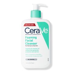 Foaming Facial Cleanser, Gel-Based Face Wash for Balanced to Oily Skin - FOAMING CLEANSER NORMAL/OILY 16.0OZBenefitsGentle gel-based foaming face wash formula effectively dissolves dirt, excess oil & makeup such as foundation & eyelinerHelps restore the skin's protective barrier with ceramidesFace cleanser formula helps attract moisture to the skin with hyaluronic acidProvides soothing benefits with niacinamideSuitable for the face, body and handsIdeal for normal / balanced to oily skinNon-dryin Best Makeup Remover, Cleanser For Sensitive Skin, Daily Face Wash, Cleanser For Oily Skin, Gentle Skin Cleanser, Skin Cleanser, Foaming Facial Cleanser, Foaming Face Wash, Skin Cleanse