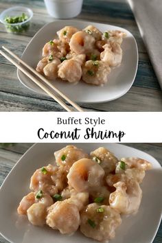 Image of fried shrimp in coconut sauce. Chinese Buffet, Wonton Recipes, Coconut Shrimp