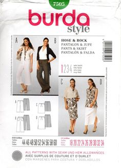 the sewing pattern for burda style pants and top