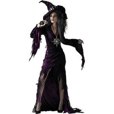 a woman dressed up in a witch costume