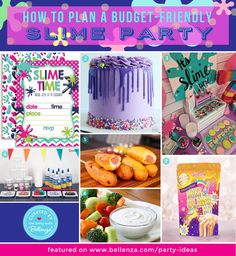 the cover of how to plan a budget - friendly glame party with images of cakes, candy and other items