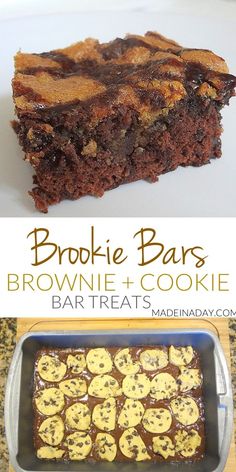 brownie bars with chocolate and banana chips in the middle