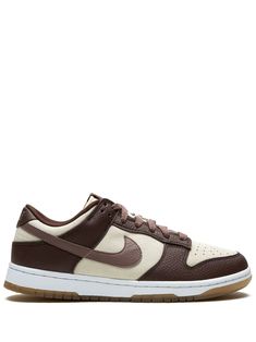 These low top sneakers by Nike feature a signature Swoosh logo detail, colour-block panelled design, round toe, perforated toebox, front lace-up fastening, logo patch at the tongue and a flat rubber sole. Nike Brown Sneakers, Brown Shoes For Women, Earth Tone Sneakers, Brown Nike Dunks, Brown Dunks, Brown Nike Shoes, Brown Trainers, Shoes Wishlist, Adidas Sl 72