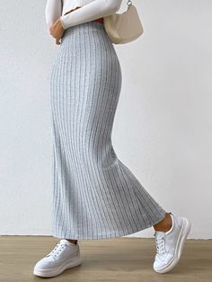 Casual Ribbed Mini Skirt, Fitted Casual Maxi Skirt For Winter, Winter Casual Fitted Maxi Skirt, Skirt Tulle, Nature Dress, Knit Midi Skirt, Hem Skirt, Summer Fabrics