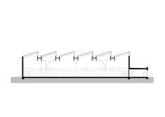 an architectural drawing of the exterior of a building with three levels and four windows on each side