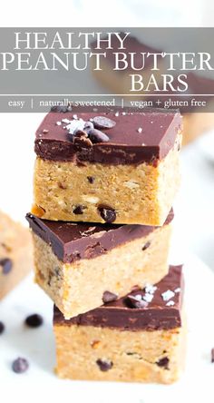 healthy peanut butter bars stacked on top of each other