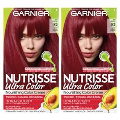 PRICES MAY VARY. Nutrisse Ultra Color R3 Light Intense Auburn (Red Hibiscus) permanent hair color is a light red shade formulated with intense, warm auburn reflects and adapts to all hair textures for long lasting bold color Best for anyone with natural hair between light brown and dark brown Formulated with intensity-enhancing color boost technology, and a blend of triple fruit oils -avocado, olive, and shea - to deliver bold, boosted permanent hair color that nourishes while you color Colorboo Garnier Hair Dye, Garnier Hair Color, Color Mask, Auburn Red, Bleach Blonde Hair, Dyed Red Hair, Red Hibiscus, Color Locks, Hair Color Cream