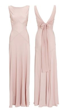 two dresses that are pink and one has a bow at the back