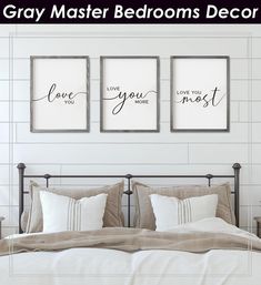 Set of 3 Love You More Sign I Love You Sign Love You More Wall Decor for bedroom room and living room (11x14 inches, Gray) Signs For Couples Wall Art, Above The Bed Farmhouse Signs, Signs Over Bed Master Bedrooms Rustic, Above The Bed Guest Room, Bedroom Sayings Wall Art Farmhouse, Wedding Photo Above Bed Master Bedrooms, Sign Over Guest Bed, Cute Sign For Above Bed, Bedroom Photo Frames Above Bed