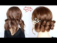 Slick Hair Updo, Updo For Layered Hair Short, Easy Homecoming Hairstyles Short Hair, Easy Glamour Hairstyles, How To Updos For Medium Length Hair, Short Hair Dos Easy Simple Updo, Short Hair Wedding Updos, Updo For Thick Medium Hair, Barbie Hairstyles Short Hair