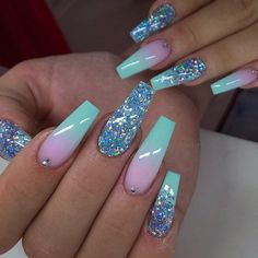 Ombre Nail Design, Long Nail Designs, Ombre Acrylic Nails, Ombre Nail Designs, Ballerina Nails, Summer Acrylic Nails