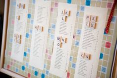 scrabble tiles are arranged on a bulletin board