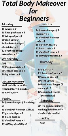 a workout schedule for beginners is shown