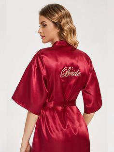 Ready Satin Robe For Bride Red Bride Robe, Robe For Bride, Red Bride, Bride Details, Hidden Colors, Silk Robe, Royal Blue Color, Style Cardigan, Burgundy Red