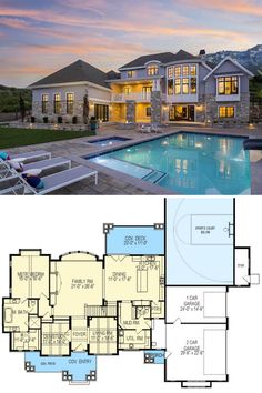 the floor plan for this luxury home is very large and has an indoor swimming pool