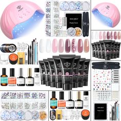 PRICES MAY VARY. 🎁【All-in-one Premium Poly Nail Gel Kit】 Including 8 colors gel, 48w nail lamp, nail prep dehydrate, nail primer, base & top coat, slip solution, rhinestone glue, dual forms (120pcs), nail forms, rhinestones nail beads(12 sizes), sequins(butterfly, flower, Hexagonal), glitters, gold foil, nail striping tapes, nail art stickers, complete poly nail tools (nail file, nail buffer, brush and spatula, nail clips, glass cup, nail cutter, cuticle fork, nail dust brush, nail tweezer, nai Nail Striping Tape, Art Supplies Gift, Poly Nail Gel, Led Colors, Nail Primer, Poly Gel, Nails Classy, Nail Art Pen, Led Nail Lamp