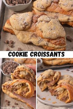 the process of making chocolate chip cookie croissants