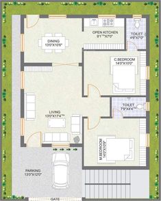 a floor plan for a house with three rooms