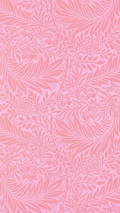 a pink wallpaper with leaves and flowers on the bottom right corner is an abstract design