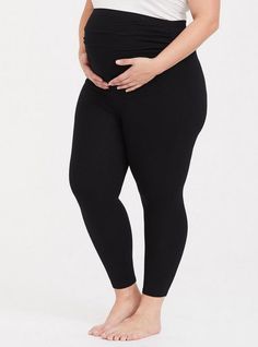 Our highly rated and expertly designed legging has an updated waist that's stretchy and supportive, will expand with your growing baby bump, and comes in a cropped length. Matching style(s): Search 11566953. Stretch waist. Shirred upper. Tapered leg. Cropped. CONTENT + CARE: Cotton/spandex. Wash cold; dry low. Imported plus size maternity leggings. SIZE + FIT: 23” inseam. The best plus size women's crop maternity premium legging - black hosiery & socks in black made of premium. Torrid is your de Plus Size Pregnancy Outfits, Plus Size Maternity, Prayer Closet, Cute Maternity Outfits, Pregnancy Looks, Casual Maternity, Maternity Leggings, Pregnancy Outfits, Striped Leggings