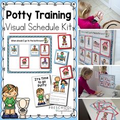 the potty training visual schedule kit includes pictures and instructions to help children learn how to use