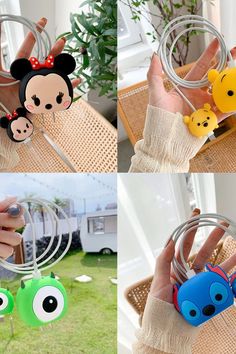 four different pictures of mickey mouse and other items