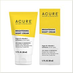 ACURE Brightening Night Cream | 100% Vegan | For A Brighter Appearance | Argan Oil, Chlorella & Echinacea - Moisturizes, Prot Brightening Face Mask, Acai Fruit, Anti Aging Night Cream, Gotu Kola, Evening Primrose Oil, Aloe Vera Leaf, Apricot Kernel Oil, Even Out Skin Tone, Diy Skin