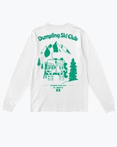 DUMPLING SKI CLUB Easy 30 day return policy Ski Silhouette, Ski Design, Ski Shirt, Apres Ski Style, Ski Style, Swag Ideas, Ski Shirts, Ski Club, Retro Ski