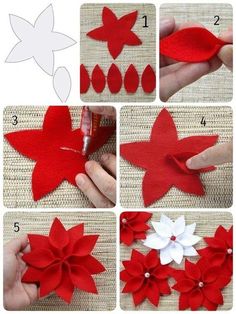 step by step instructions on how to make an origami poinsettia