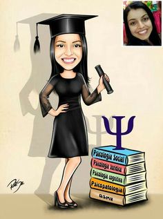 a girl in a graduation cap and gown holding a stack of books with the letter y on it